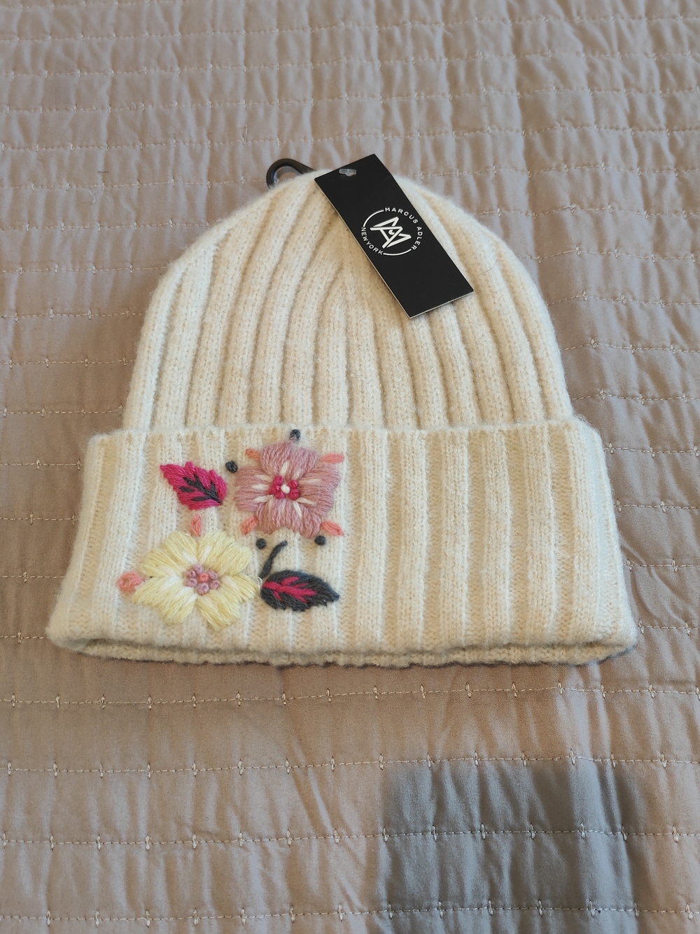 Marcus Adler Flower Embroidered Beanie